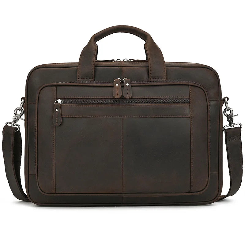 17.3 Inch Laptop Briefcase  Leather Laptop Bag Business Travel Tote Bags Handbags For Men Male Large Brief Case Bag Retro