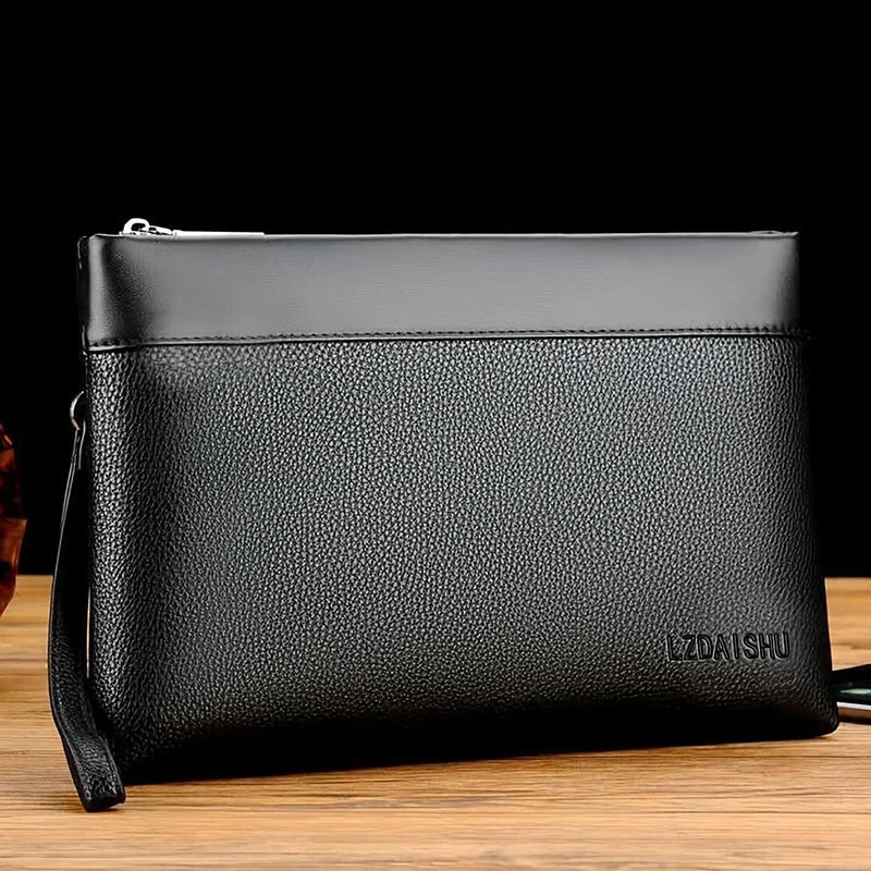 Men's Briefcase Bag Is Suitable for Business Work, Can Be Carried by Hand, Made of Pu Material, in Solid Color, with Wallet
