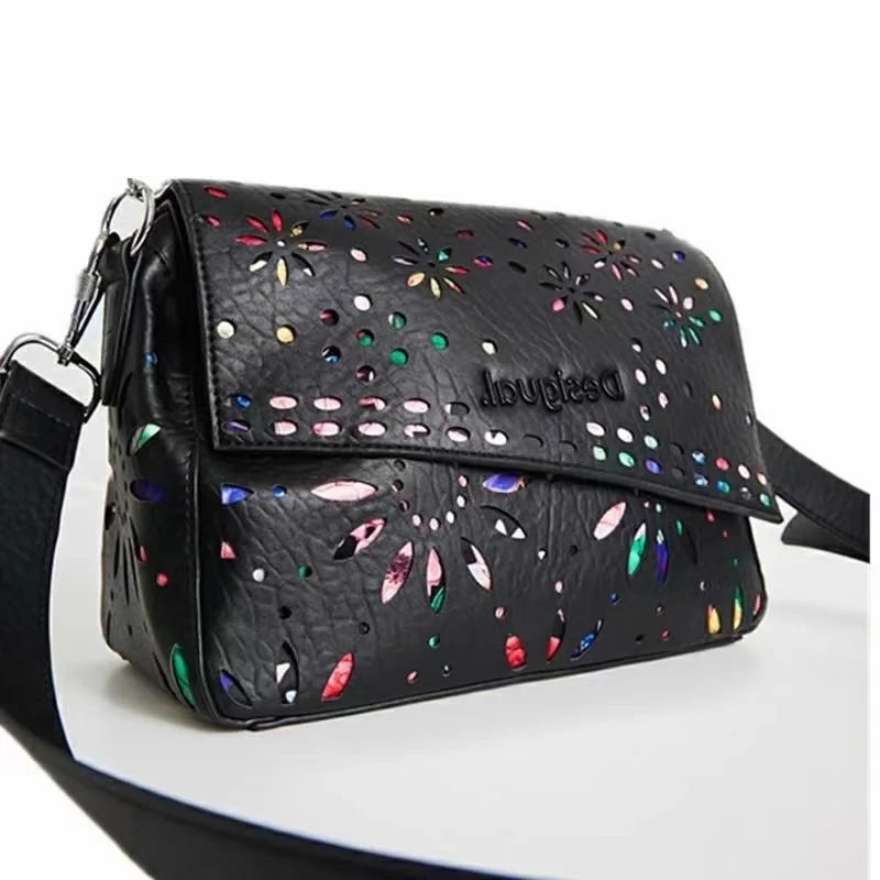 European, American, Spanish original single backpack, light luxury, fashionable hollow flower designer's large capacity backpack