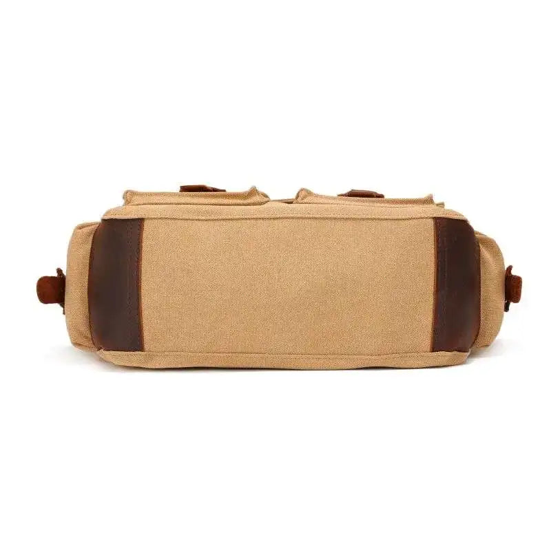 [Messenger Bag] Men Vintage Design Messenger Bag Waterproof Waxed Canvas Crazy Horse Leather Shoulder Bag Outdoor Casual Bag