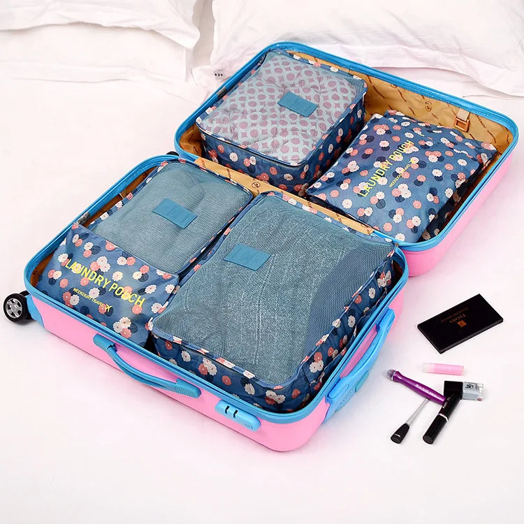 Travel storage 6-piece storage bag underwear shoes 6 storage bag Oxford waterproof cloth luggage storage and distribution