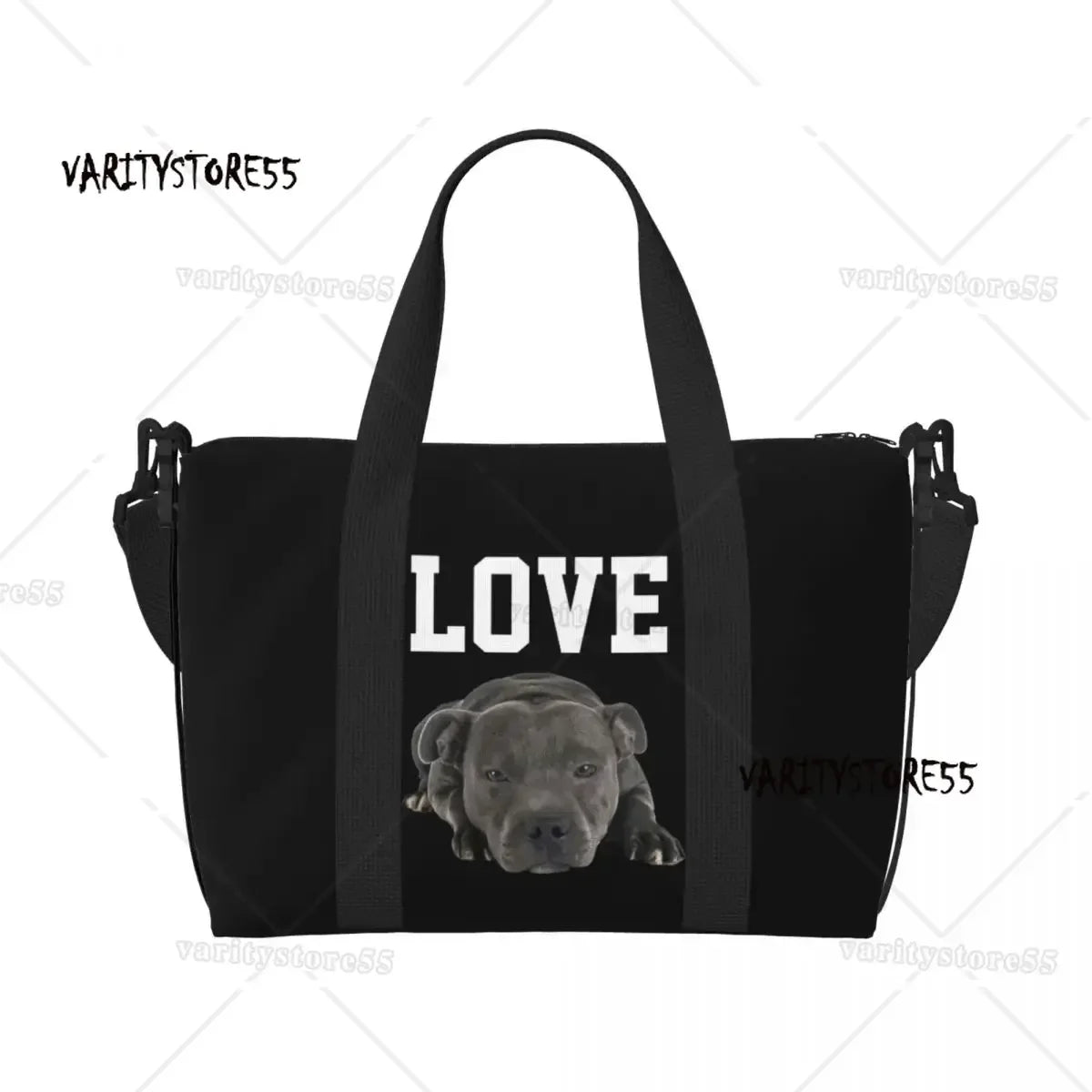 Custom Bull Terrier Dog Repeat Pattern Tote Bag Women Large Capacity Animal Beach Gym Shoulder Travel Bag
