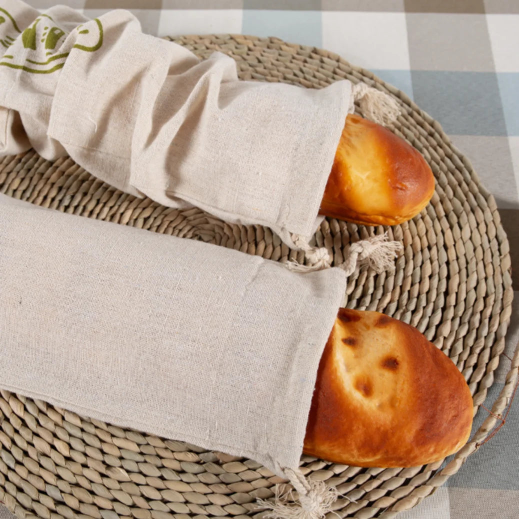 Linen Bread Bags Reusable Drawstring Bag For Loaf Homemade Artisan Bread Storage Bag Linen Bread Bags For Baguette