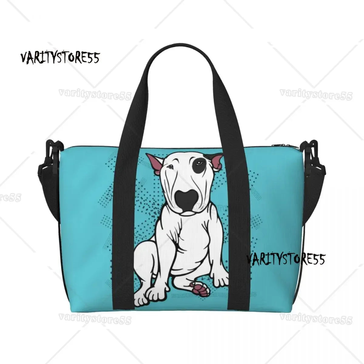 Custom Bull Terrier Dog Repeat Pattern Tote Bag Women Large Capacity Animal Beach Gym Shoulder Travel Bag