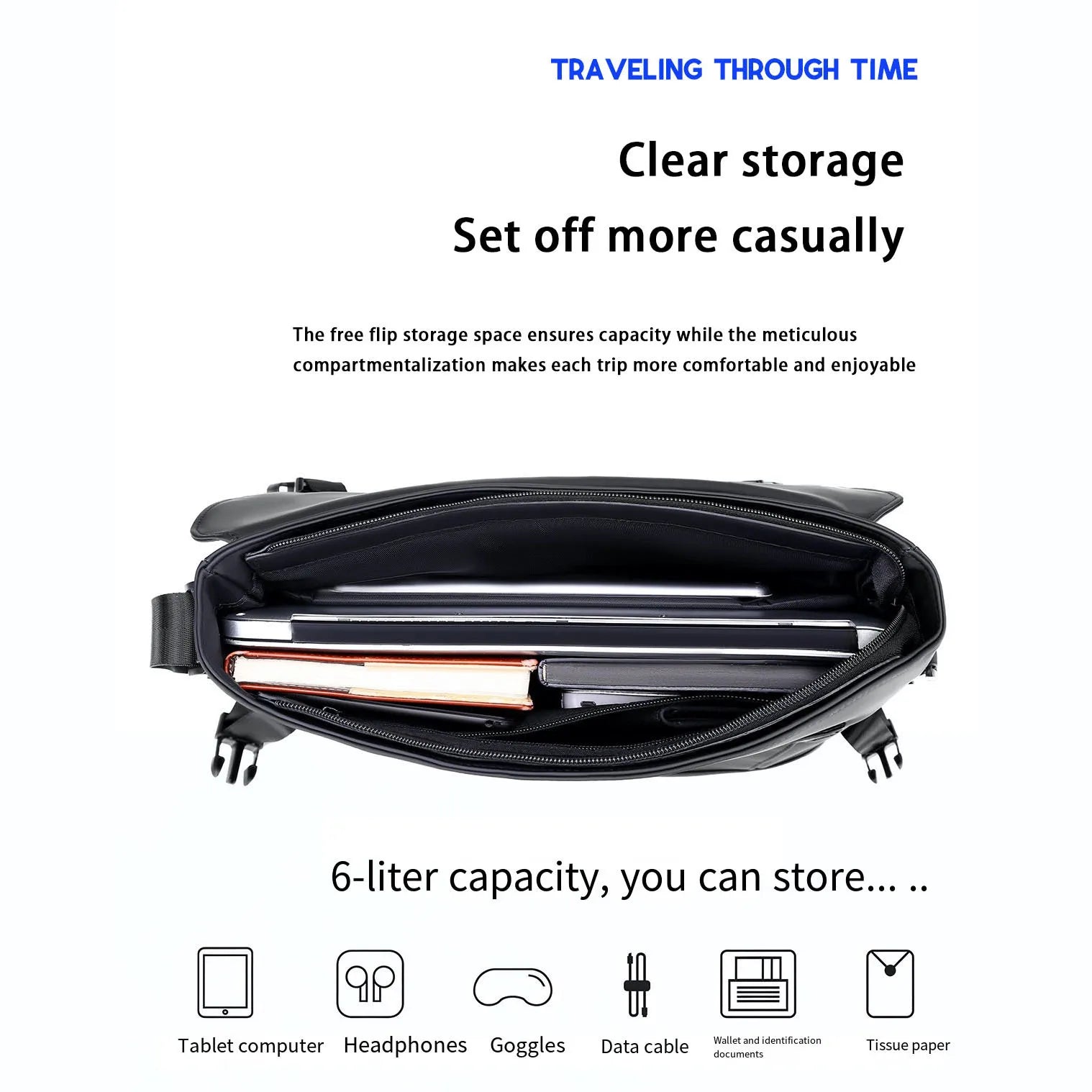 New Briefcase, High-End Business Crossbody Bag, Commuter Travel Backpack, Large-Capacity Shoulder Bag, Fashionable Water-Repellent Handbag, Laptop Bag, Solid Color Casual Bag
