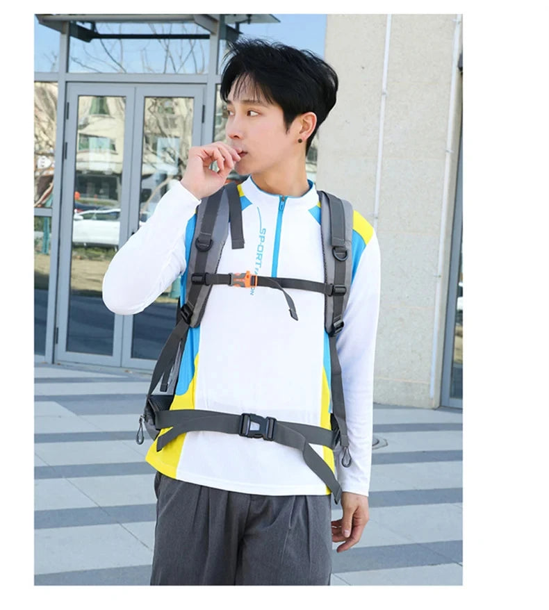 Hiking Backpack With Rain Cover Sport Camping Breathable Back Support Ruckpack Outdoor Climbing Trekking Daypack Large Schoolbag