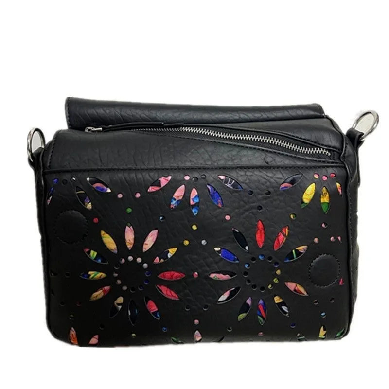 European, American, Spanish original single backpack, light luxury, fashionable hollow flower designer's large capacity backpack