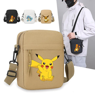 Messenger Sling Bags for Men Casual Canvas Small Zipper Crossbody Pouch Pokemoned Simple Small Crossbody Shoulder Bag Men Bag