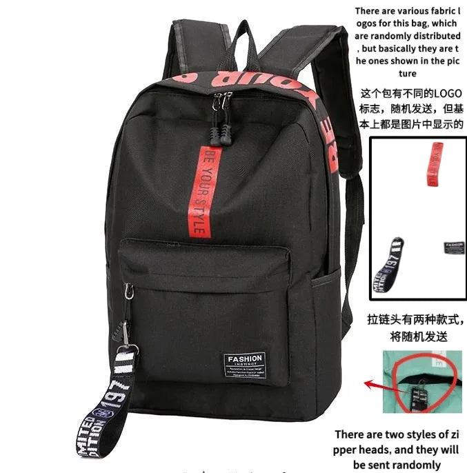 Fashion trend backpack backpack for men and women junior high school high school student bag large capacity korean version of th