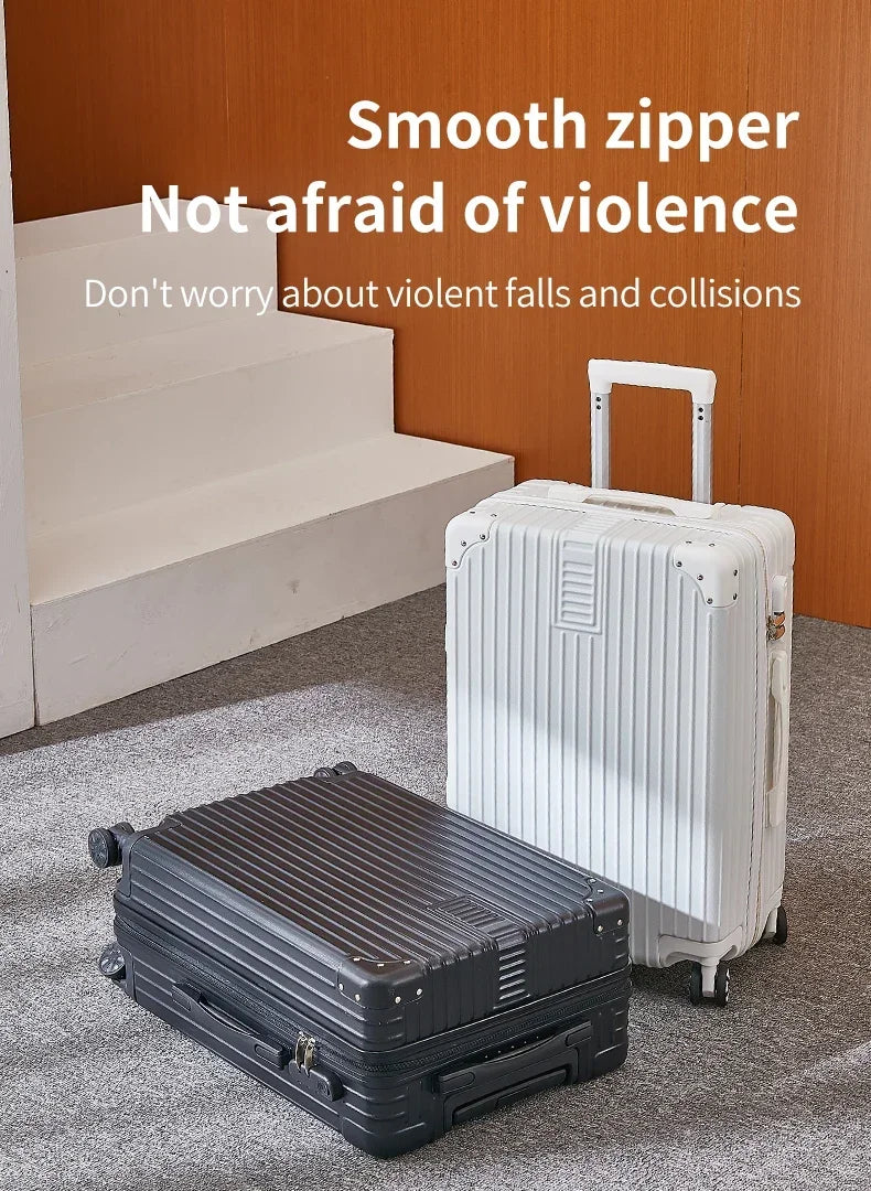 100% Aluminum Magnesium Alloy Travel Luggage Trolley Luggage 20 22 24 26 28 Inch Trolley Luggage Carry-On Luggage With Cup Holde