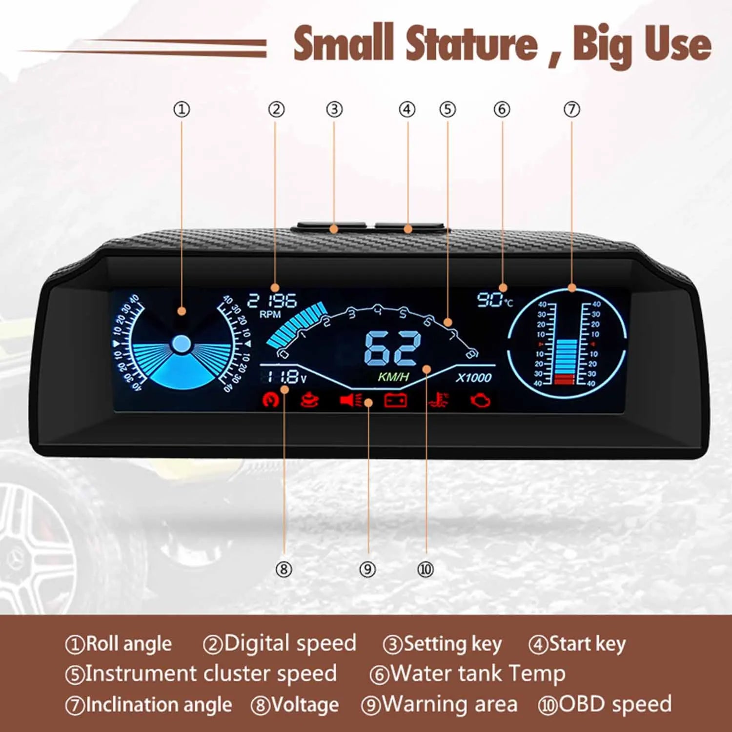 Aroefa OBD2 Multi-function Gauge Digital Display - Aroefa