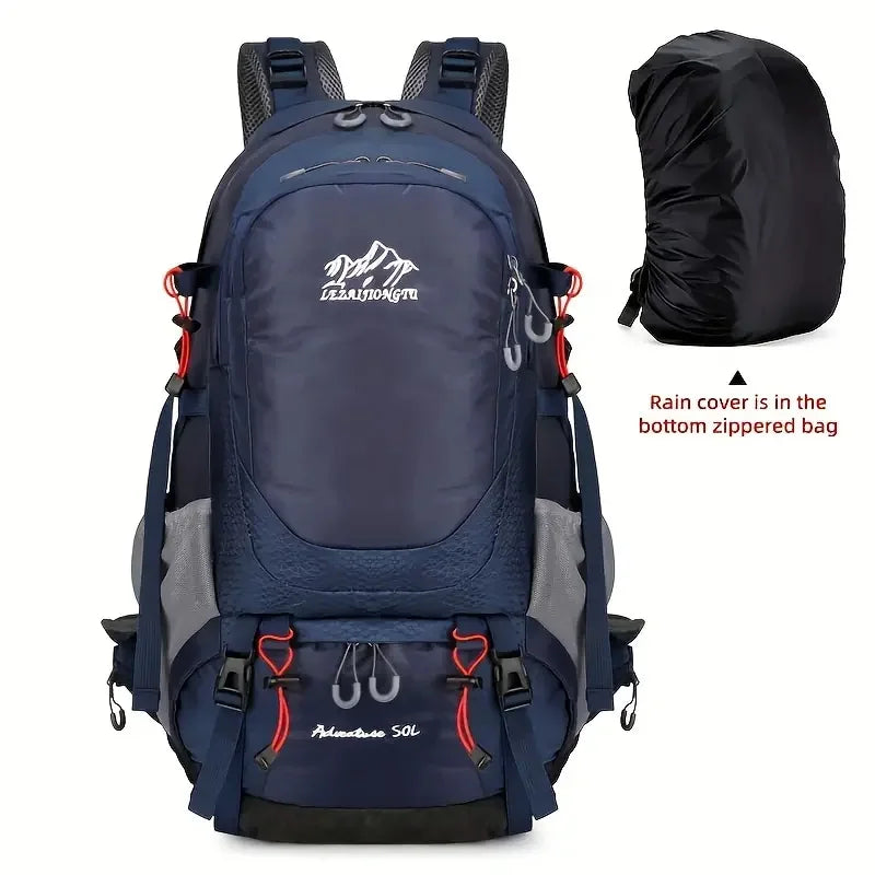 Hiking Backpack With Rain Cover Sport Camping Breathable Back Support Ruckpack Outdoor Climbing Trekking Daypack Large Schoolbag