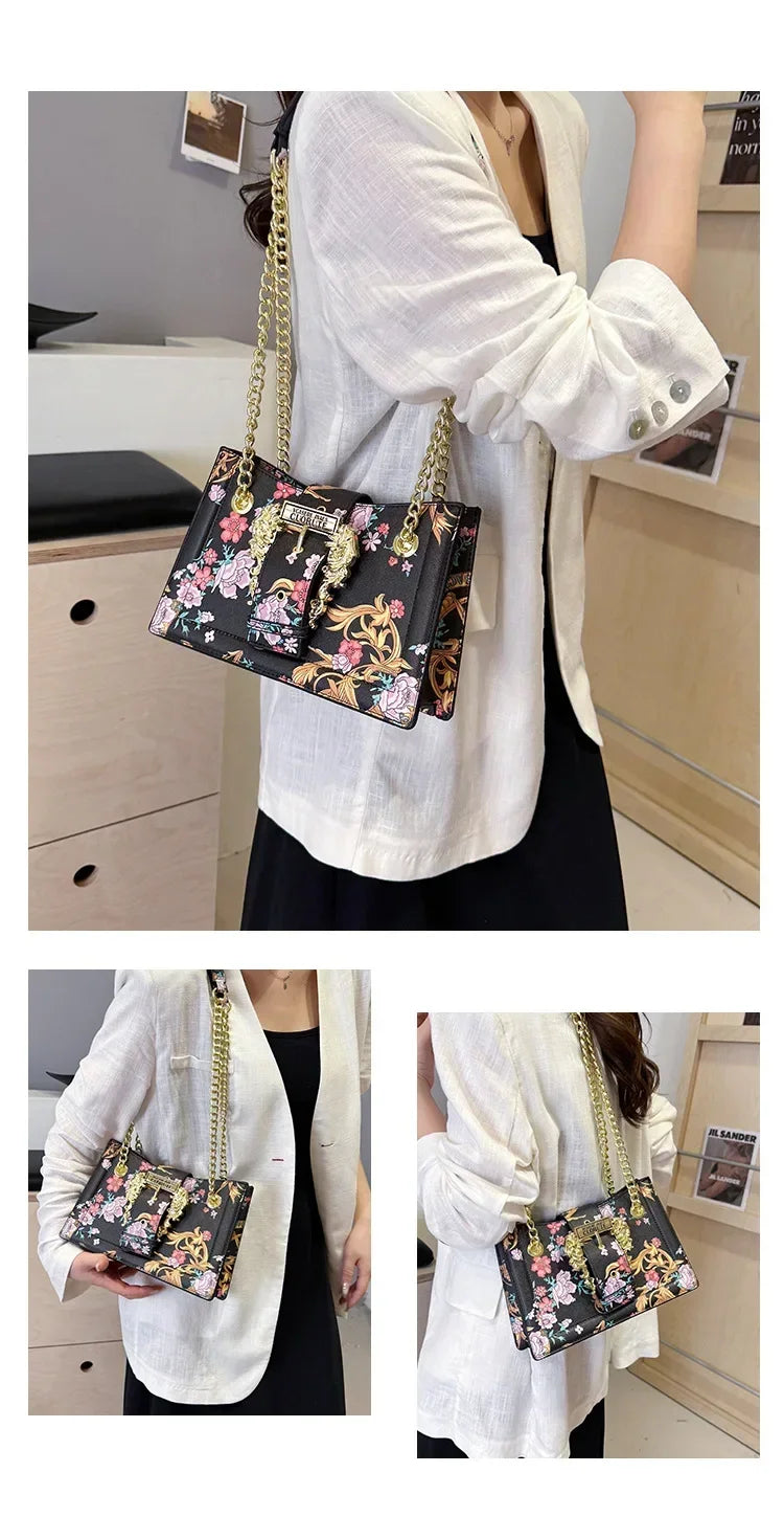 New Arrival 2025! Women's Trendy Retro - Style Bag - Fashion - Forward Printed Chain, Large - Capacity Shoulder/Underarm