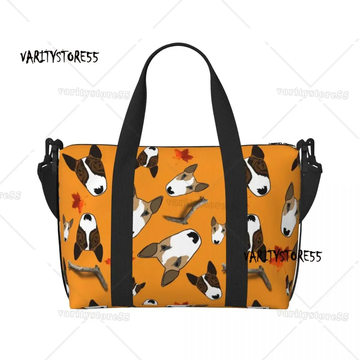 Custom Bull Terrier Dog Repeat Pattern Tote Bag Women Large Capacity Animal Beach Gym Shoulder Travel Bag