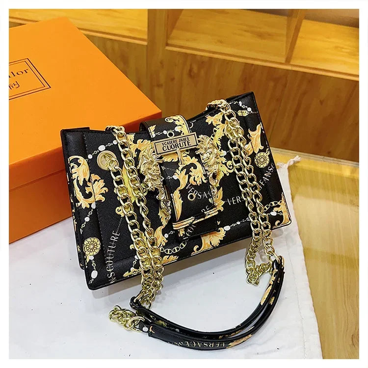 New Arrival 2025! Women's Trendy Retro - Style Bag - Fashion - Forward Printed Chain, Large - Capacity Shoulder/Underarm