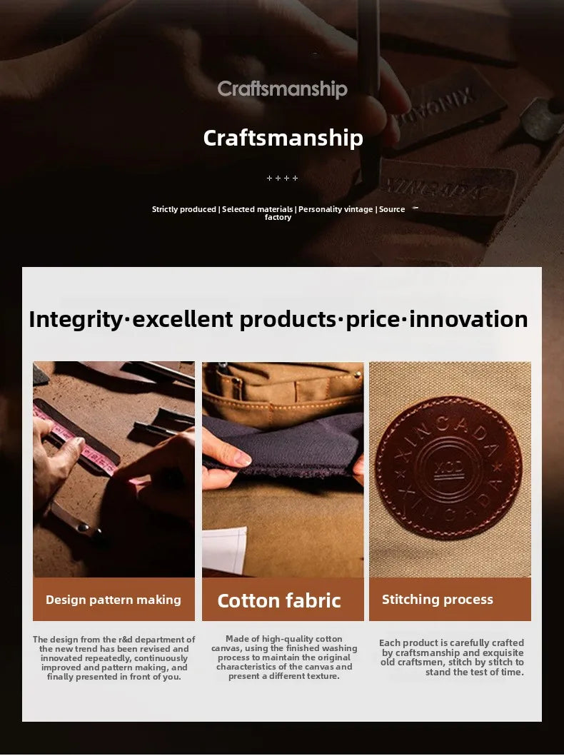 [Messenger Bag] Men Vintage Design Messenger Bag Waterproof Waxed Canvas Crazy Horse Leather Shoulder Bag Outdoor Casual Bag