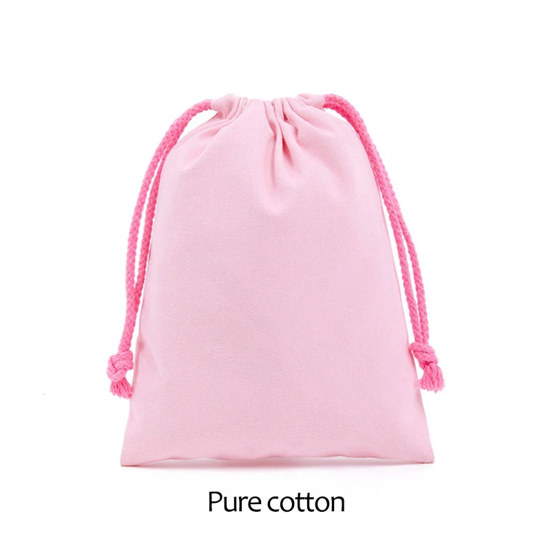 Cotton Drawstring Storage Bag White Canvas Bags for Candy Gift Package Pouch Reusable Home Sundries Organize Dustproof Sacks