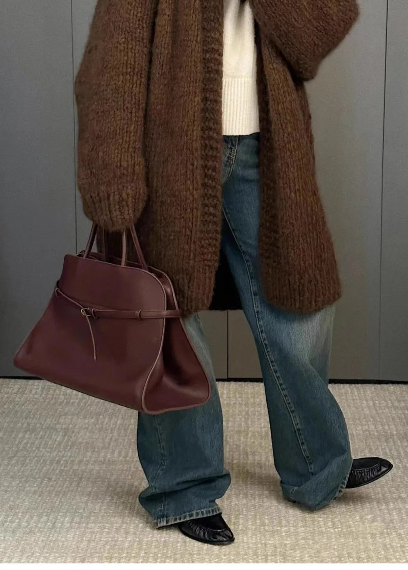 Tote Large Capacity Commuter Bag Cowhide Niche Shoulder Handbag Large Soft