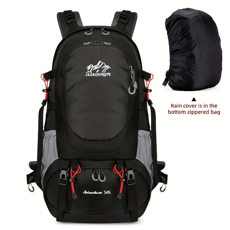 Hiking Backpack With Rain Cover Sport Camping Breathable Back Support Ruckpack Outdoor Climbing Trekking Daypack Large Schoolbag