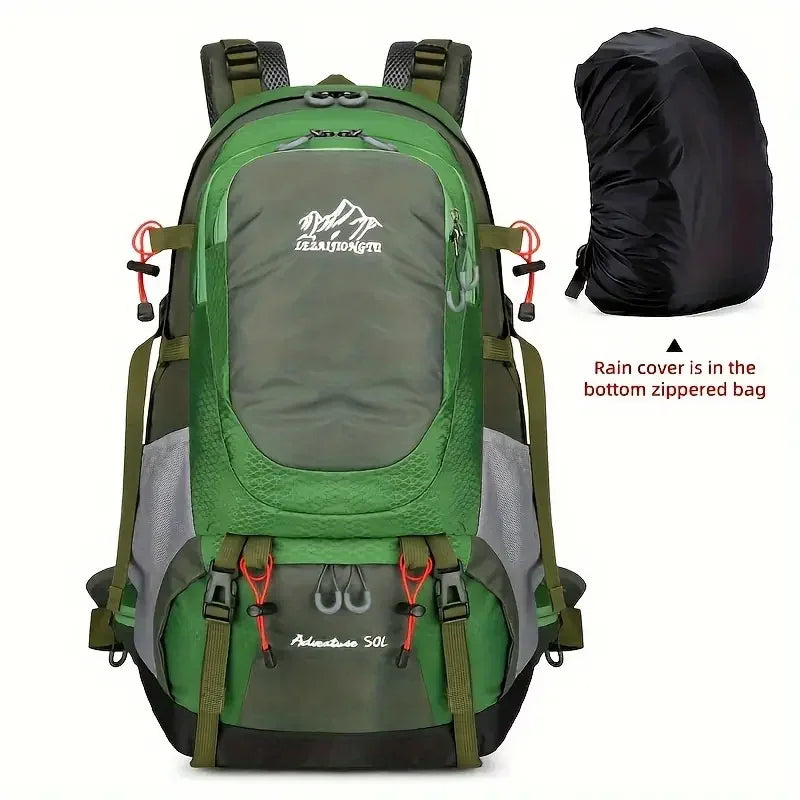 Hiking Backpack With Rain Cover Sport Camping Breathable Back Support Ruckpack Outdoor Climbing Trekking Daypack Large Schoolbag