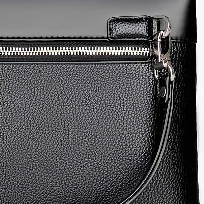 Men's Briefcase Bag Is Suitable for Business Work, Can Be Carried by Hand, Made of Pu Material, in Solid Color, with Wallet