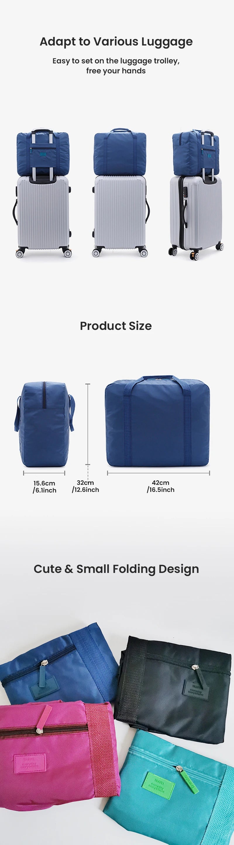 Foldable Travel Duffel Bag Lightweight Travel Bag for Women and Men Tote Carry On Luggage Bag Weekender Overnight Bag