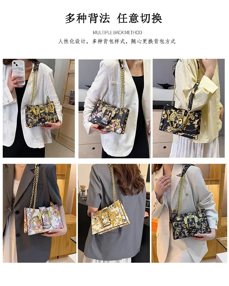 New Arrival 2025! Women's Trendy Retro - Style Bag - Fashion - Forward Printed Chain, Large - Capacity Shoulder/Underarm