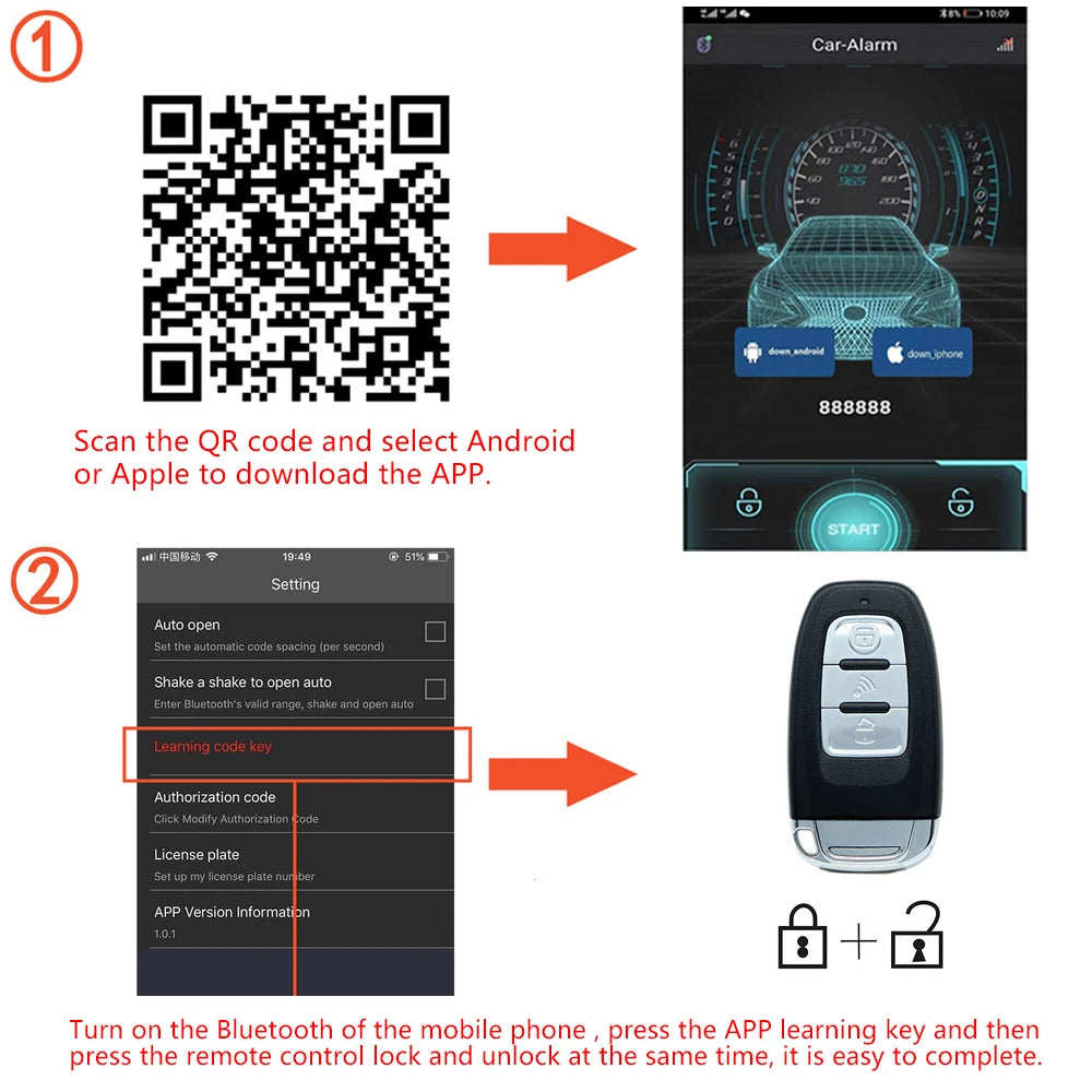 Aroefa Car Starter Alarm Smart Bluetooth - Aroefa