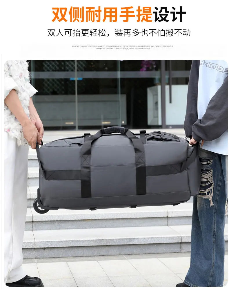 Travel Bag, Large Capacity Handbag, Portable Outdoor Carry-On Luggage, Wheeled Travel Bag, Convenient and Practical Unisex Travel Bag