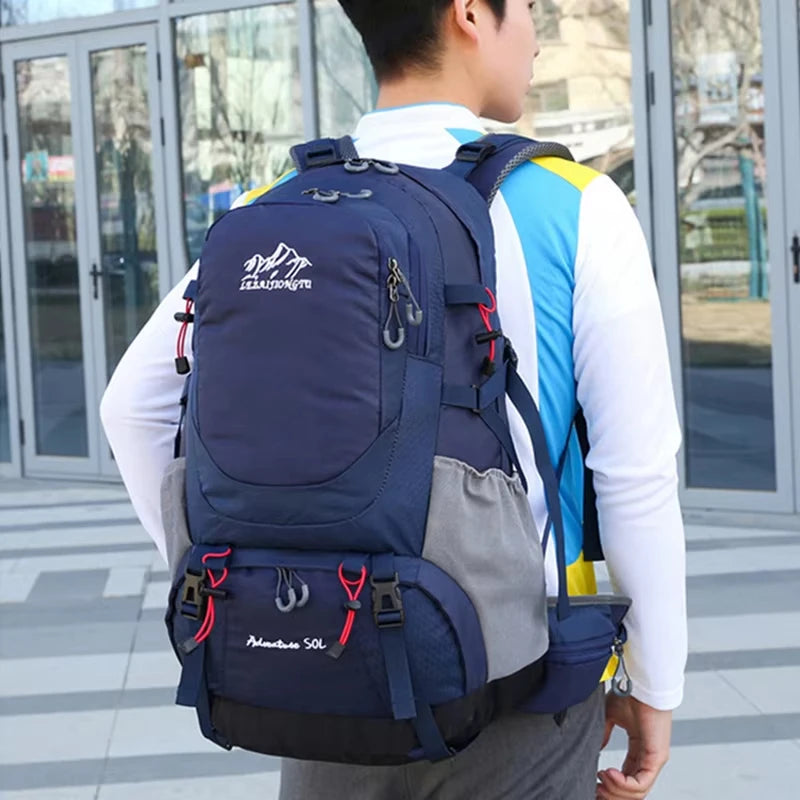 Hiking Backpack With Rain Cover Sport Camping Breathable Back Support Ruckpack Outdoor Climbing Trekking Daypack Large Schoolbag