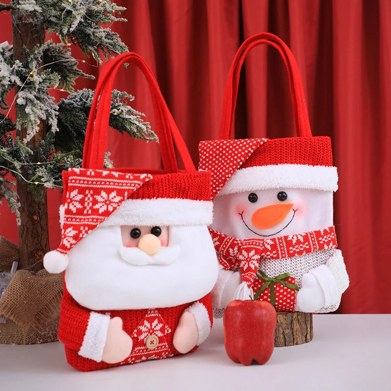 Hot Sale Christmas Gift Bag Christmas Eve Cartoon Candy Gift Bags Can Be Used for The Big Holiday Christmas Tote Bags