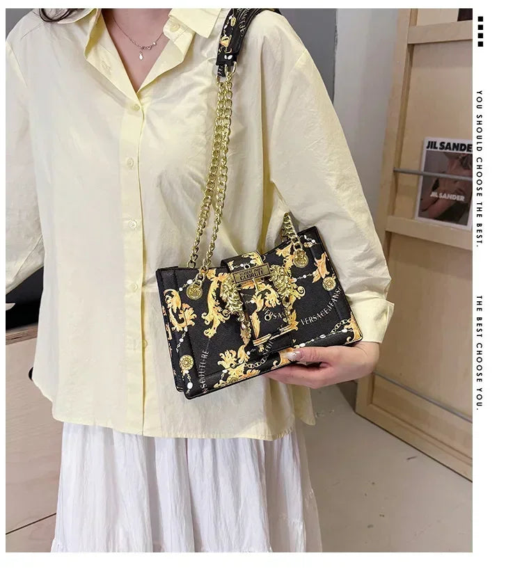 New Arrival 2025! Women's Trendy Retro - Style Bag - Fashion - Forward Printed Chain, Large - Capacity Shoulder/Underarm