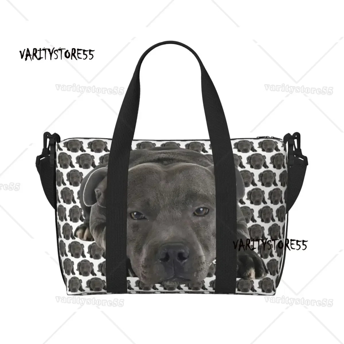 Custom Bull Terrier Dog Repeat Pattern Tote Bag Women Large Capacity Animal Beach Gym Shoulder Travel Bag