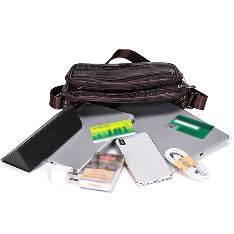 Men's Messenger Bags Hot PU Handbag Multi-functional Travel Casual Small Bags Outdoor Hiking Cycling Sport Cigarette Satchel