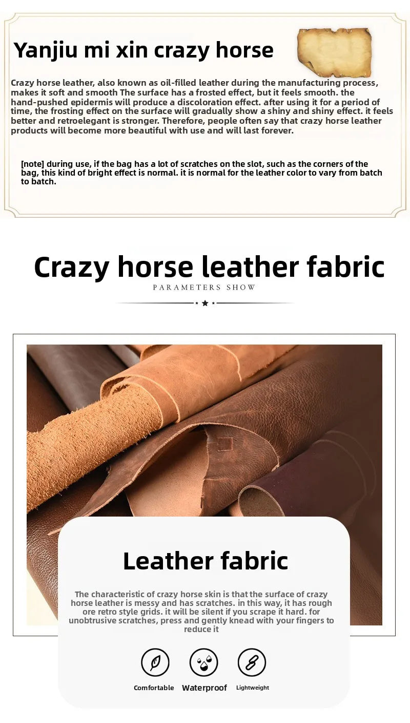 [Messenger Bag] Men Vintage Design Messenger Bag Waterproof Waxed Canvas Crazy Horse Leather Shoulder Bag Outdoor Casual Bag