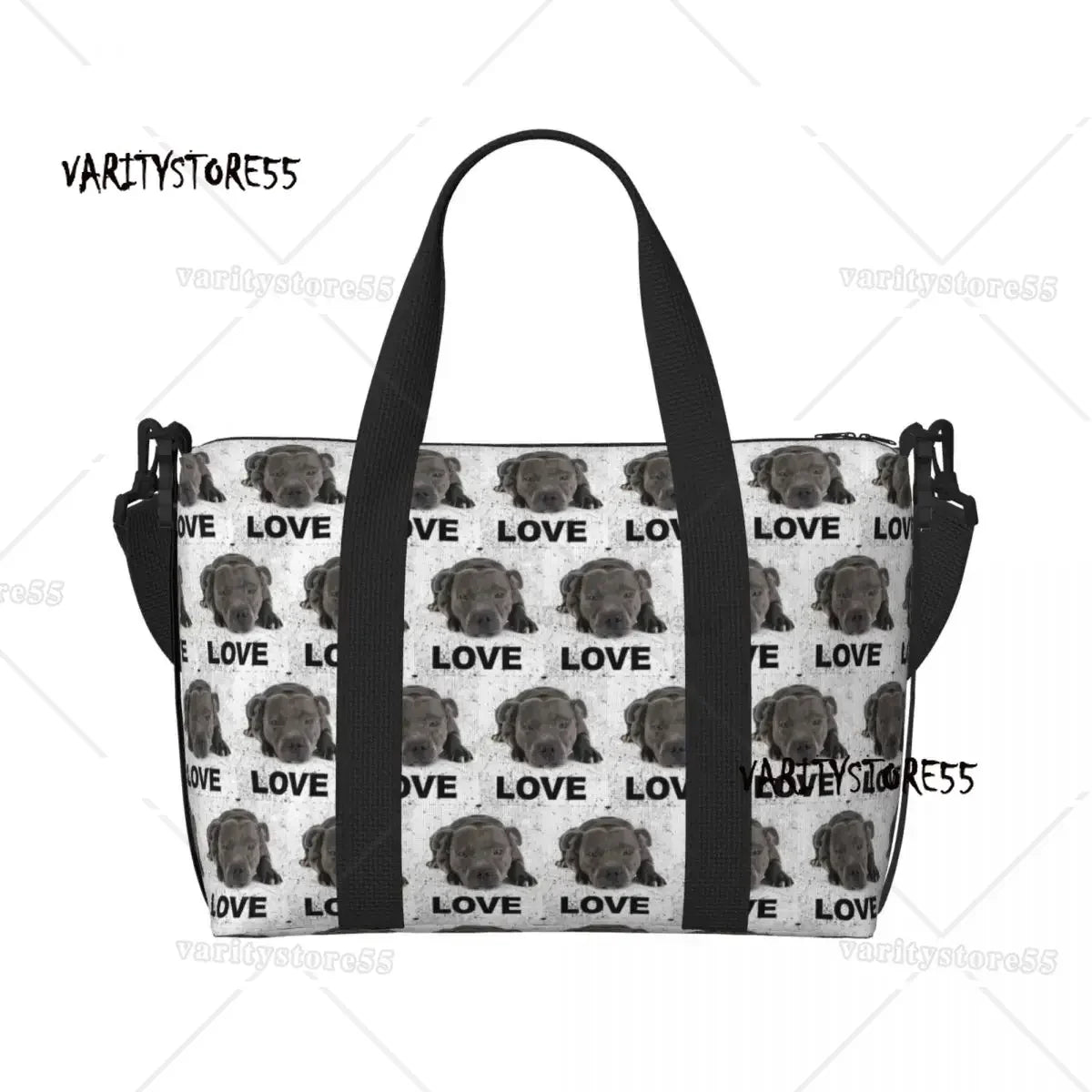 Custom Bull Terrier Dog Repeat Pattern Tote Bag Women Large Capacity Animal Beach Gym Shoulder Travel Bag