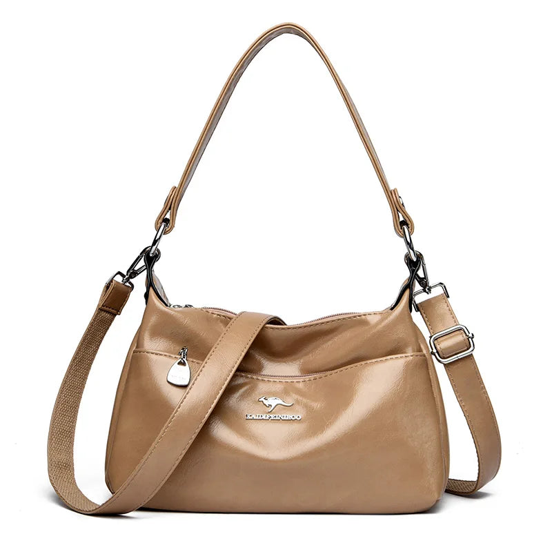 New Messenger Bags Women Fashion Handbags Retro Solid Color PU Leather Shoulder Underarm Bag Casual Women Handbags Designer Bag