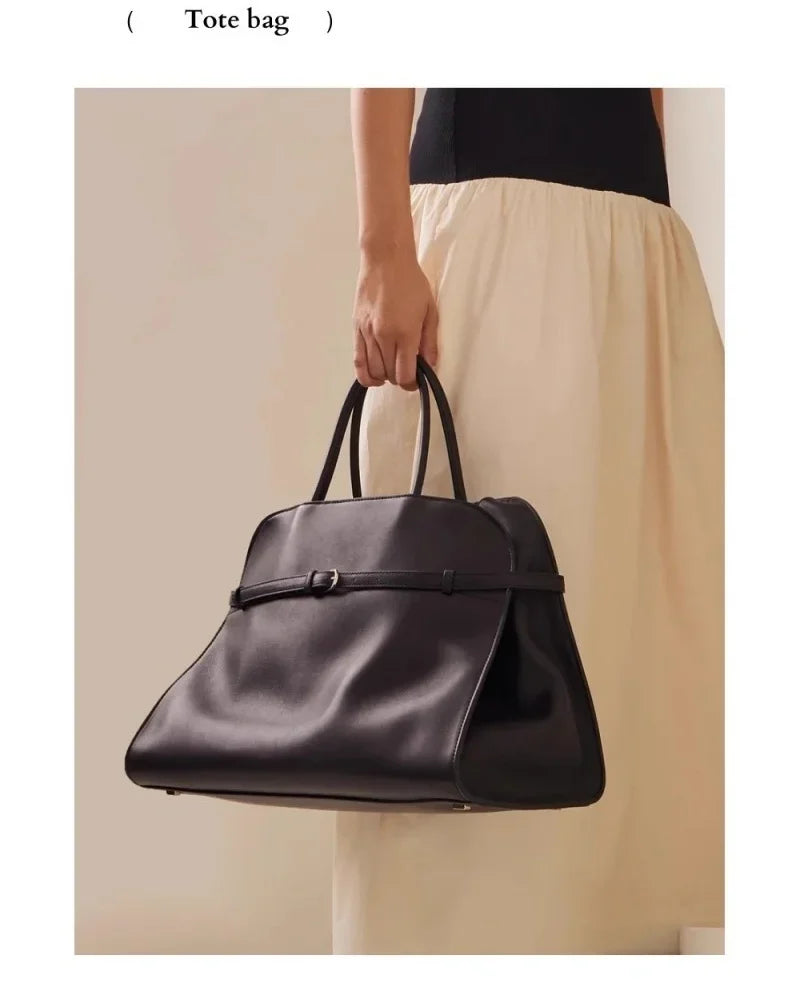 Tote Large Capacity Commuter Bag Cowhide Niche Shoulder Handbag Large Soft