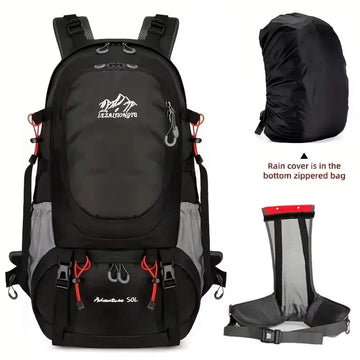 Hiking Backpack With Rain Cover Sport Camping Breathable Back Support Ruckpack Outdoor Climbing Trekking Daypack Large Schoolbag