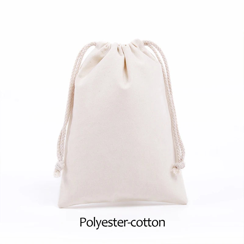 Cotton Drawstring Storage Bag White Canvas Bags for Candy Gift Package Pouch Reusable Home Sundries Organize Dustproof Sacks