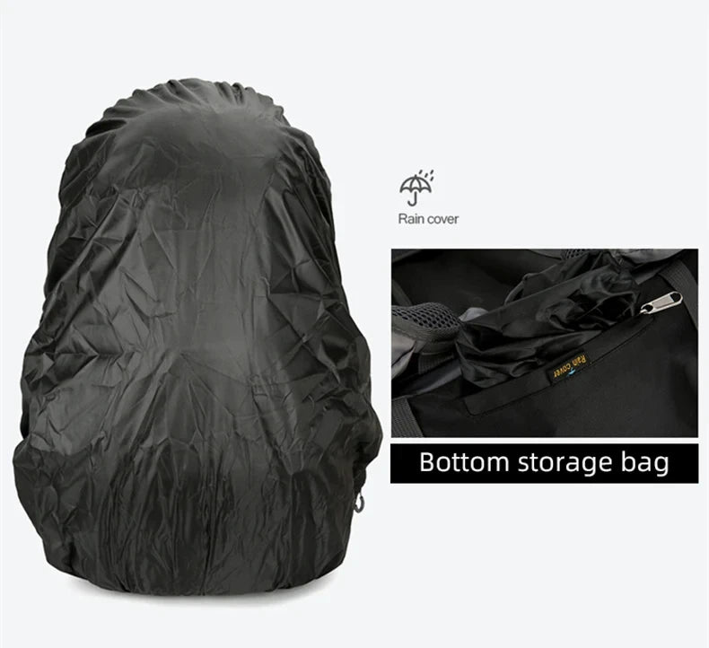 Hiking Backpack With Rain Cover Sport Camping Breathable Back Support Ruckpack Outdoor Climbing Trekking Daypack Large Schoolbag