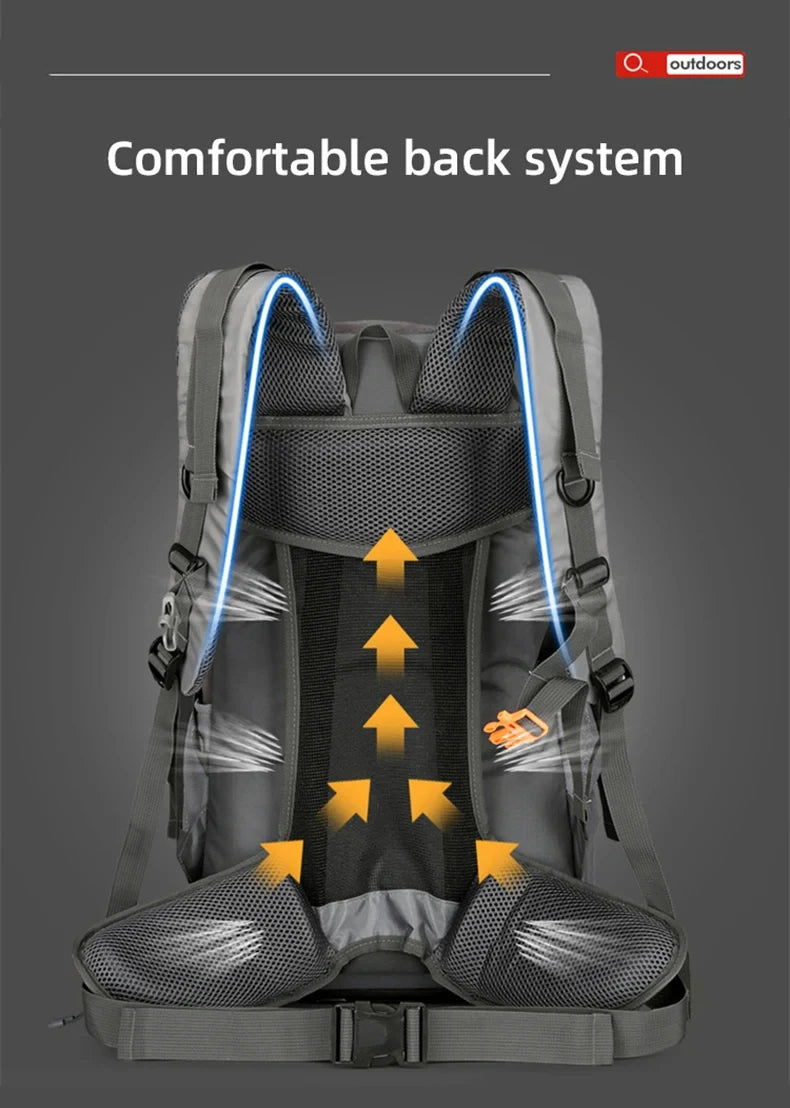 Hiking Backpack With Rain Cover Sport Camping Breathable Back Support Ruckpack Outdoor Climbing Trekking Daypack Large Schoolbag