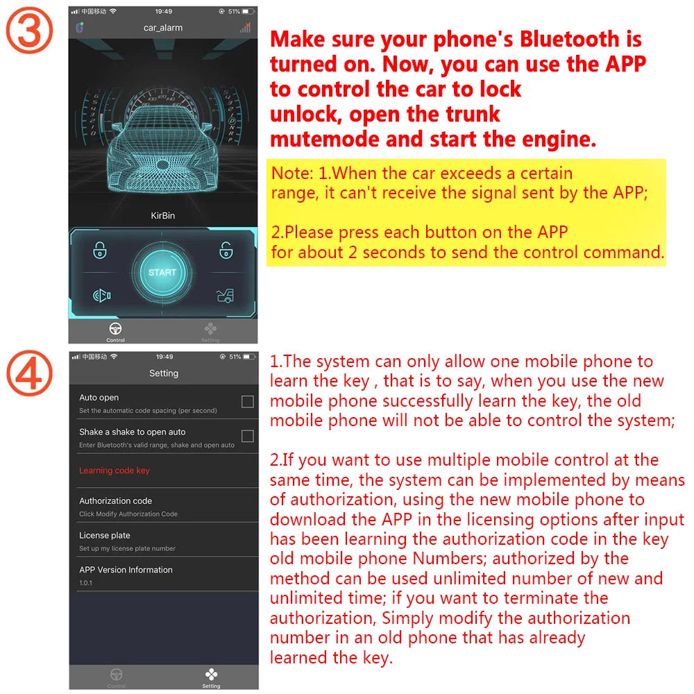 Aroefa Car Starter Alarm Smart Bluetooth - Aroefa