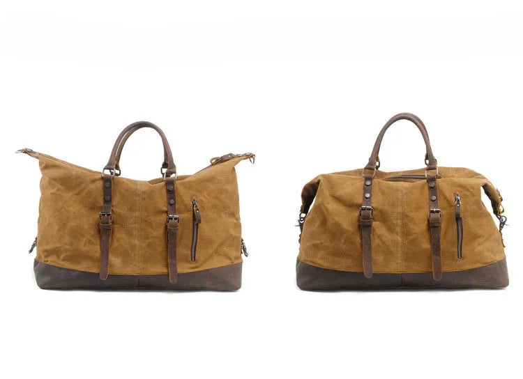 MUCHUAN Men Travel Bags M Hand Luggage Bags Canvas Leather Travel Duffel Bags Shoulder Bags Large Capacity Weekend Overnight