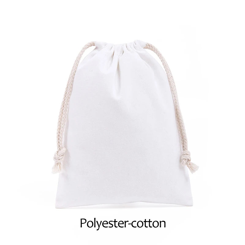 Cotton Drawstring Storage Bag White Canvas Bags for Candy Gift Package Pouch Reusable Home Sundries Organize Dustproof Sacks