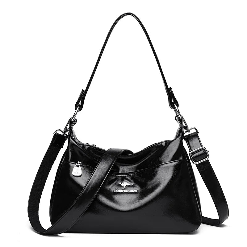 New Messenger Bags Women Fashion Handbags Retro Solid Color PU Leather Shoulder Underarm Bag Casual Women Handbags Designer Bag