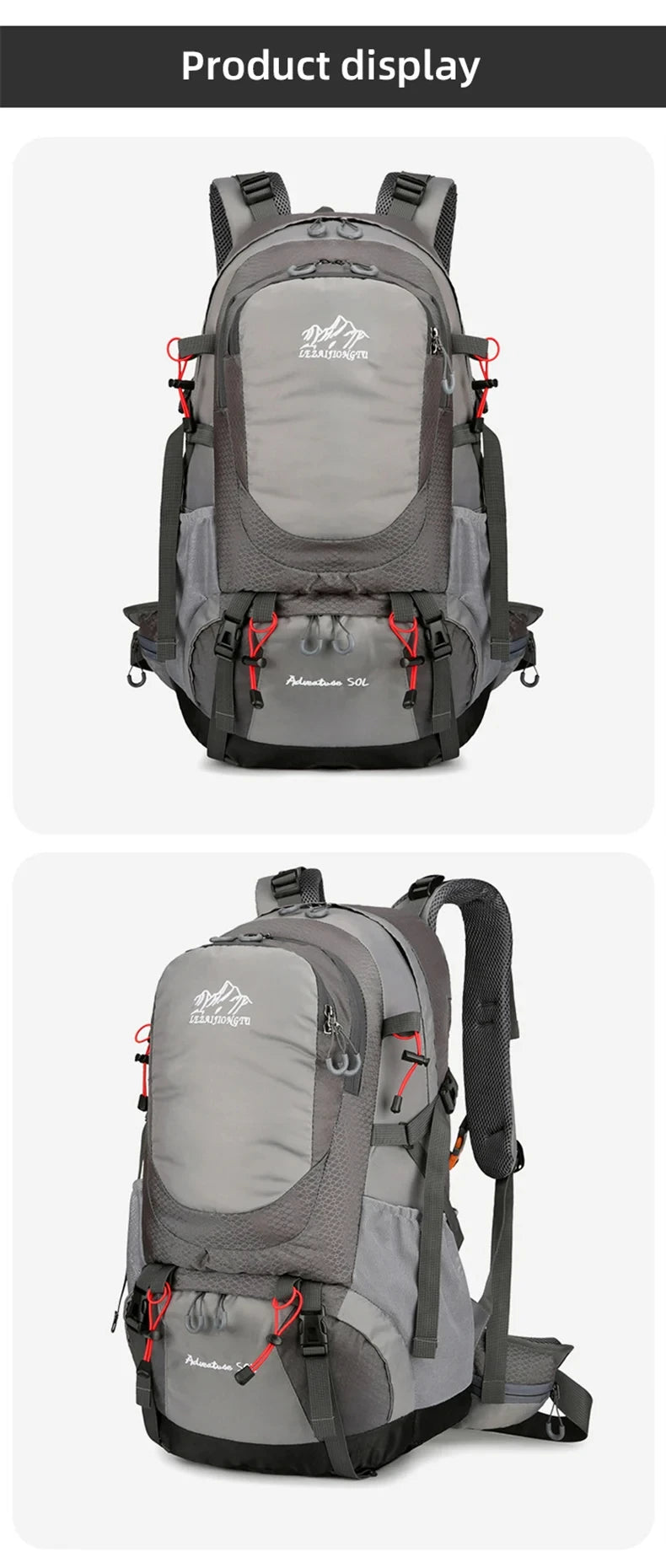 Hiking Backpack With Rain Cover Sport Camping Breathable Back Support Ruckpack Outdoor Climbing Trekking Daypack Large Schoolbag