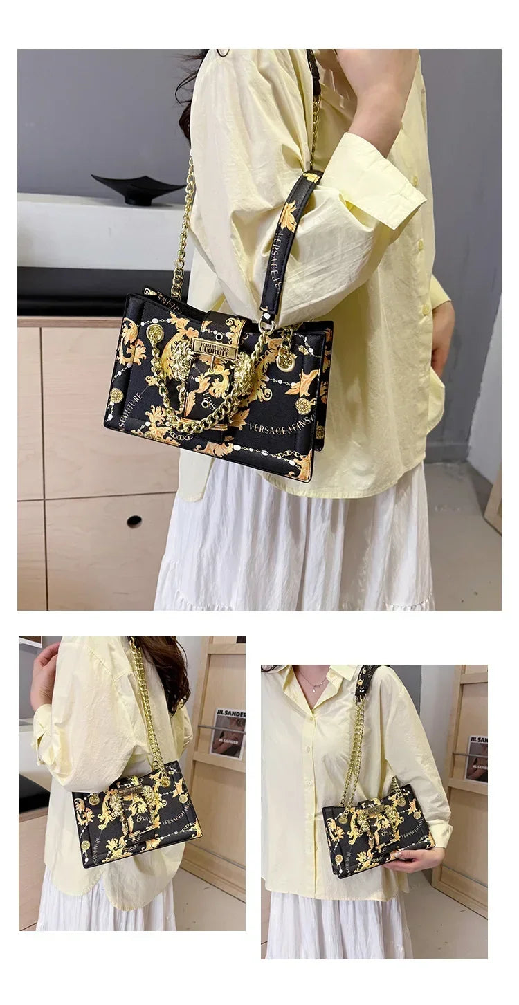 New Arrival 2025! Women's Trendy Retro - Style Bag - Fashion - Forward Printed Chain, Large - Capacity Shoulder/Underarm