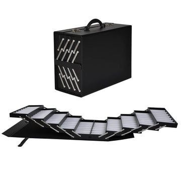 Coded lock Foldable Portable Eyeglass Eyewear Sunglasses Accordion Suitcase Display Extendable Brief  Case Hold 80pcs of glasses