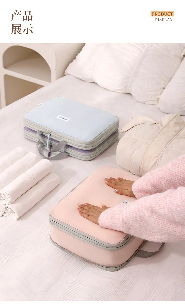 Fashion Simple Compression Storage Bags For Business Travel Portable Clothes Bunderwears Shoes Small Stoages Travel Hand Bag